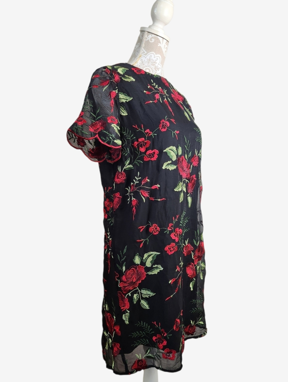 Show Me Your Mumu Backless Black & Red Tallulah Mini Roses Datenight Dress  M
